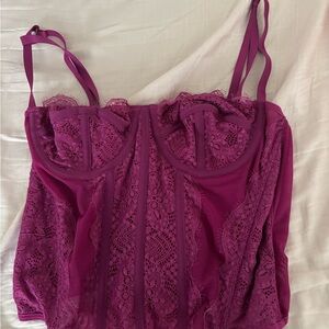 Lace Bustier Top in Magenta
